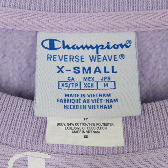 90s Vintage Champion Pastel Purple Crewneck Pullover Logo Sweatshirt XS - Picture 3 of 5